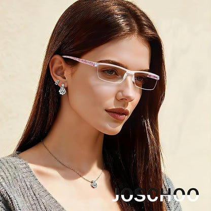 JOSCHOO 4 Pairs Reading Glasses, Blue Light Blocking Glasses, Computer Glasses for Women, Rectangle Eyewear Frame
