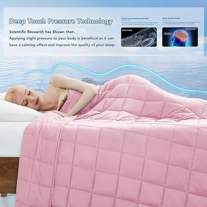 Topcee Weighted Blanket for Adults (15 lbs, 60" x 80") Queen Size Soft Cooling Heavy Blanket Sleeping, Apply to 130-160 lbs Body, Thick Breathable Blanket with Glass Bead, Easy Care