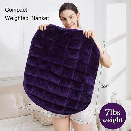 Alomidds Weighted Lap Blanket 7lbs, Cozy Breathable Flannel Weighted Lap Pad for Adults, Small Weighted Blanket for Travel, Sleeping, Couch, Purple, 29" x 24"