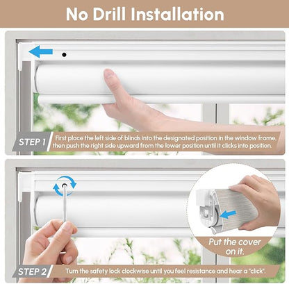 Kincmo No Drill Motorized Blinds with Remote, 100% Blackout Roller Shades for Windows, Custom Electric Blinds Compatible with Alexa, Apple Homekit, Google Home (100% Blackout Dreamy Beige)