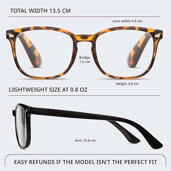 BLS BLUES Reading Glasses for Women for Home, Office & Driving - HD Clear Readers with Blue Light Blocking Protection
