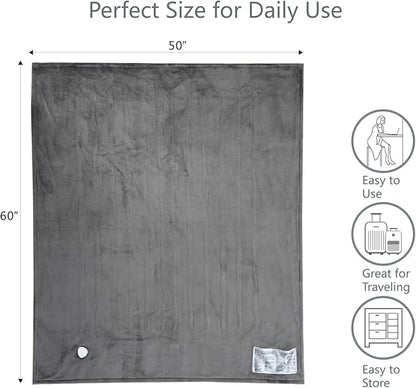 Tefici Electric Heated Blanket Throw, Super Cozy Soft 2-Layer Flannel 50" x 60" Heated Throw with 6 Heating Levels & 4 Hours Auto Off, Machine Washable, ETL&FCC Certified, Home Office Use,Grey