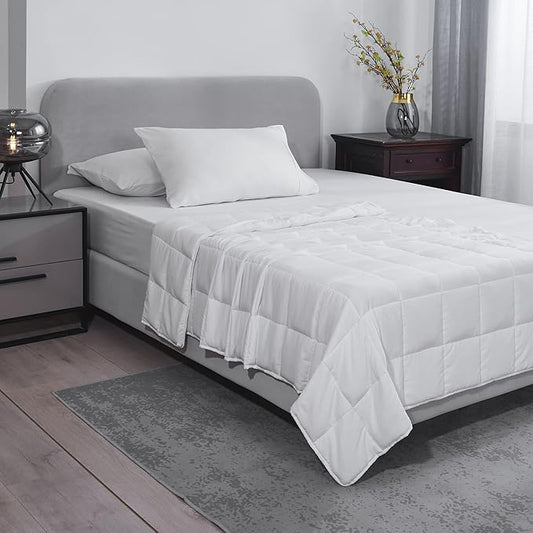 L'AGRATY Weighted Blanket - 48"x72" 15lbs Cooling Breathable Heavy Blanket Microfiber Material with Glass Beads for Adult All-Season Summer Fall Winter Soft Thick Comfort