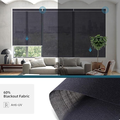 Motorized Blinds with Remote,60% Blackout Light Filtering Shades Compatible with Alexa Google Homekit,Automatic Blinds,Custom Size,Dark Shadow