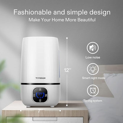 VIVOSUN 4L Cool Mist Humidifier with Remote Control for Bedroom, Plants, Baby, Dry Skin