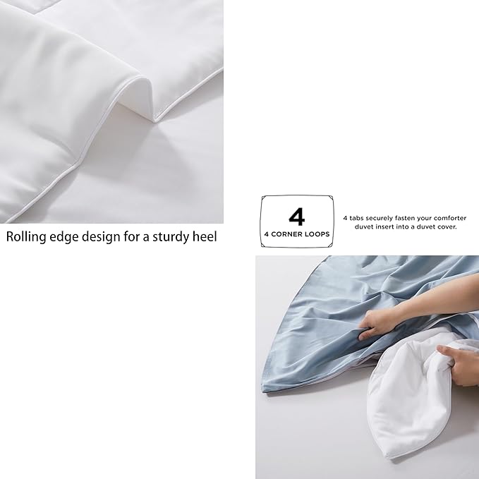 Zaizaihome Natural Bamboo Viscose Comforter Set Twin Size 2 Pieces, All-Season Soft Breathable Moisture-Wicking Quilt with Matching Pillowcase, Machine Washable, Quilted Fluffy Comforter (White)