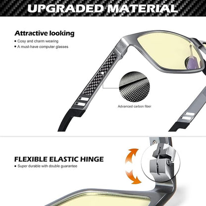 ANYLUV Blue Light Blocking Glasses Men Computer Gaming Glasses Lightweight Al-Mg Metal Anti Eyestrain Eye Protection
