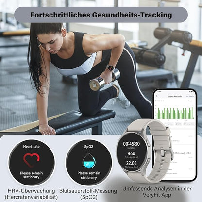 Smart Watch for Women, Built-in Alexa, GPS, HRV, VO2 Max, Blood Oxygen, Sleep & Stress Monitor, BT Calling, Compass, Altimeter, 1.32" AMOLED, Fitness & Women’s Health, Waterproof, iPhone Compatible