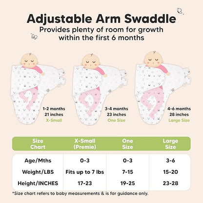 3-Pack Organic Baby Swaddle Sleep Sacks - Swaddles for Newborns, Infant 0-3 Months, Baby Girls, Boys, Soft & Snug Newborn Sleep Sack, Nursery Swaddling Blankets (Nordic, XS)