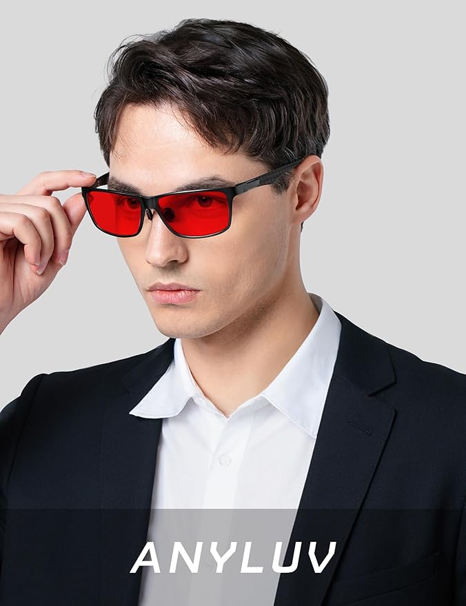 ANYLUV Blue Light Blocking Glasses Men Computer Gaming Glasses Lightweight Al-Mg Metal Anti Eyestrain Eye Protection
