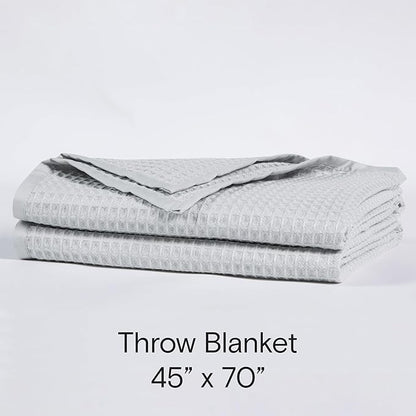 DOZ by SIJO Waffle Bed Blanket, 50% Viscose Derived from Bamboo and 50% Cotton Blend, Lightweight, Ultra Soft, Breathable, Summer Blanket (Dove, Throw (45"x70"))
