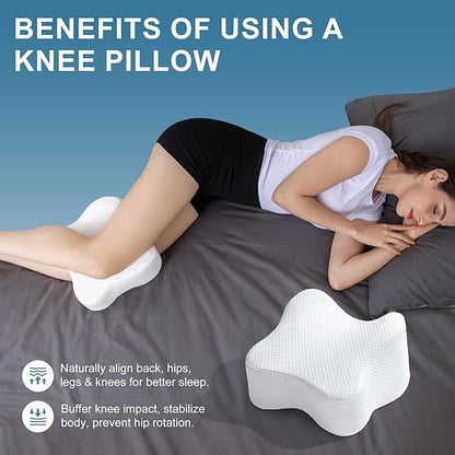Knee Pillow for Side Sleepers,Leg Pillows for Sciatica,Knees,HIPS,Joints Between Legs,Back Pain Relief When Side Sleeping Spine Alignment Support for Knee Surgery Recovery,White