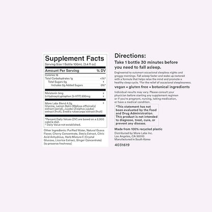 More Labs Dream Well, 5MG Melatonin Holistic Sleep Drink Solution, Non-Habit Forming with 5HTP, Lemon Balm, Jujube Seed, Glycine (Pack of 24)