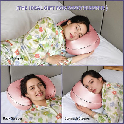 Pink Ear Piercing Pillow - Side Sleeper Support with 3.5" Ear Hole Relief, Hypoallergenic Orthopedic Pillow for Healing Piercings