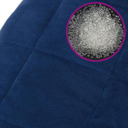 Weighted Blanket Blue 200x200 cm, 9 kg Heavy Blanket for Adults, Hypoallergenic Glass Bead Filling, Even Weight Distribution, Brushed Polyester Fabric