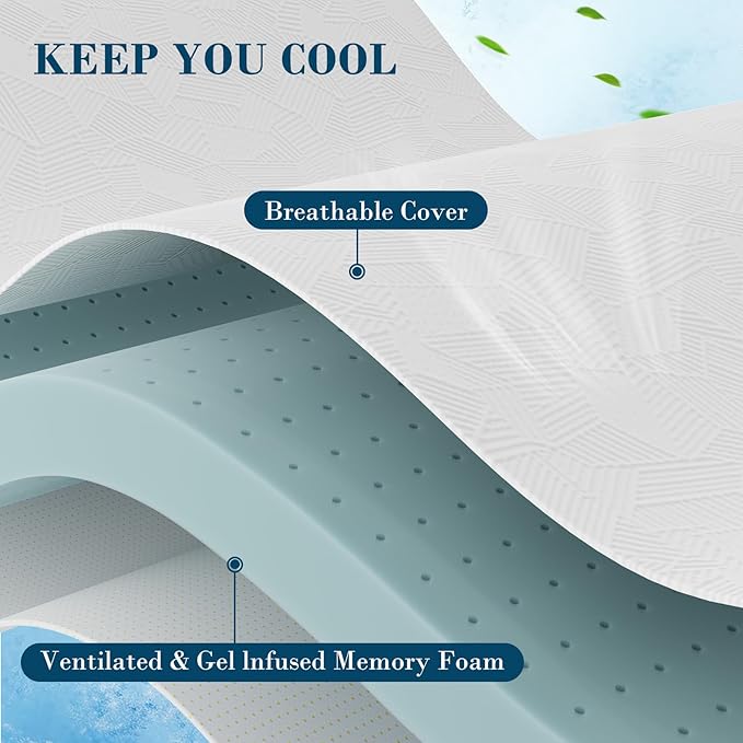 3 Inch Full Size Memory Foam Mattress Topper, Cooling Gel Bed Topper with Removable Cover, Soft & Pain Relief & Breathable, CertiPUR-US & Oeko-Tex Certified