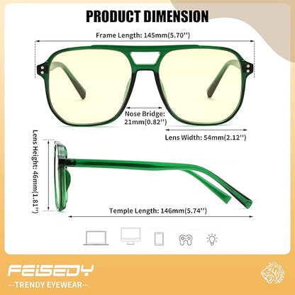 FEISEDY Amber Blue Light Glasses for Computer Gaming Orange/Yellow lens Anti Eyestrain Sleep Glasses G2835