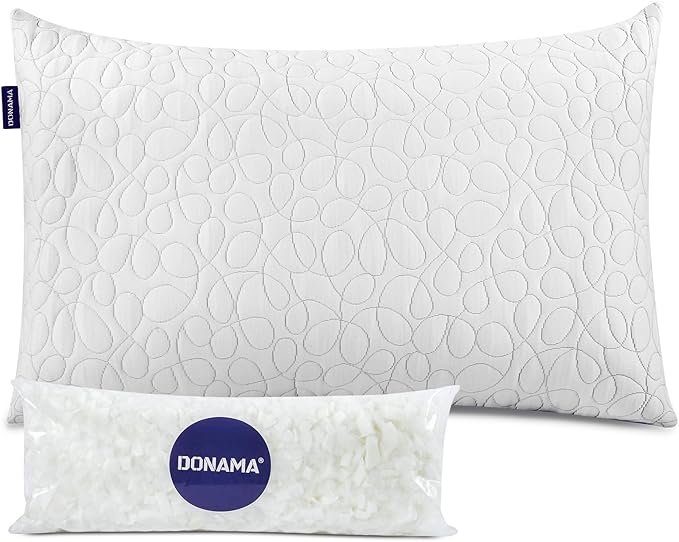 DONAMA Adjustable Bed Pillows for Sleeping, Shredded Memory Foam Pillows with 200g Extra Filling, Breathable Back Stomach and Side Sleeper Pillow with Washable Pillowcase-King Size (20"x 36")