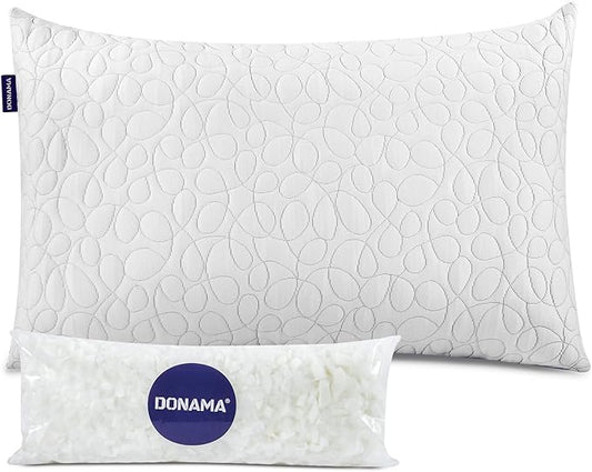 DONAMA Adjustable Bed Pillows for Sleeping, Shredded Memory Foam Pillows with 200g Extra Filling, Breathable Back Stomach and Side Sleeper Pillow with Washable Pillowcase-King Size (20"x 36")