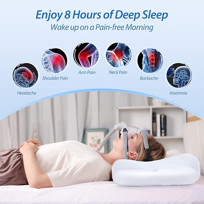 HOMCA CPAP Pillow for Side Sleeping, CPAP Nasal Pillows for All CPAP Masks Users to Reduce Air Leaks & Masks Pressure, Neck Support Pillows for Sleeping for Neck Pain Relief