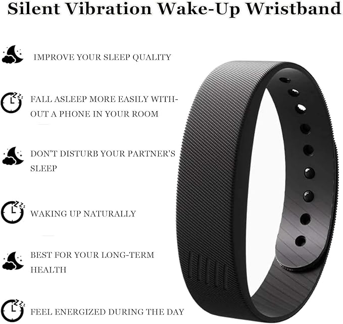 Wake-Up Alarm Band, Quiet Wake Up Alarm Band for Men Women, Original Smart Rising Alarming Bands Vibration Wake-Up Silent Wristband for Deep Sleepers, for Happier Morning (White)