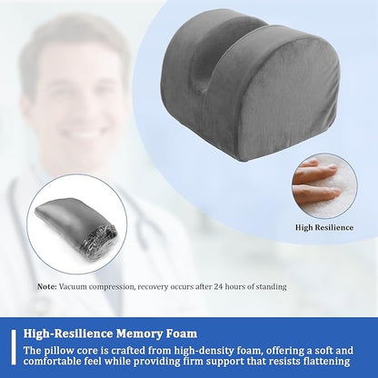Knee Recovery Pillow for Post-Surgery with Memory Foam, Orthopedic Leg Positioning Pillow, Knees Support & Elevation Pillows, Ideal for Knee Replacement Recovery, Injury and Rest (Gray)