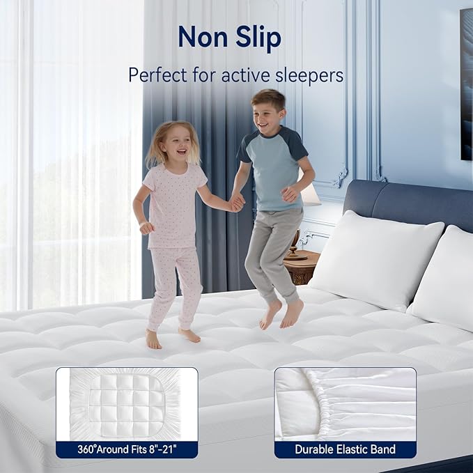ELEMUSE Twin Size Dual Layer 3 Inch Memory Foam Mattress Topper, Breathable Pillow Top Mattress Pad with Deep Pocket, Enhanced Support, Non-Slip Design & Removable & Washable