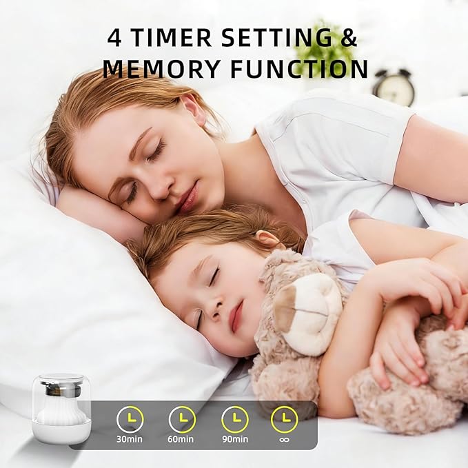 Portable Mini White Noise Machine with 15 Soothing Sounds Color Lights Sleep Timer Memory Function and Child Lock Easy to Pocket and Travel for Baby Kid Adult (White)