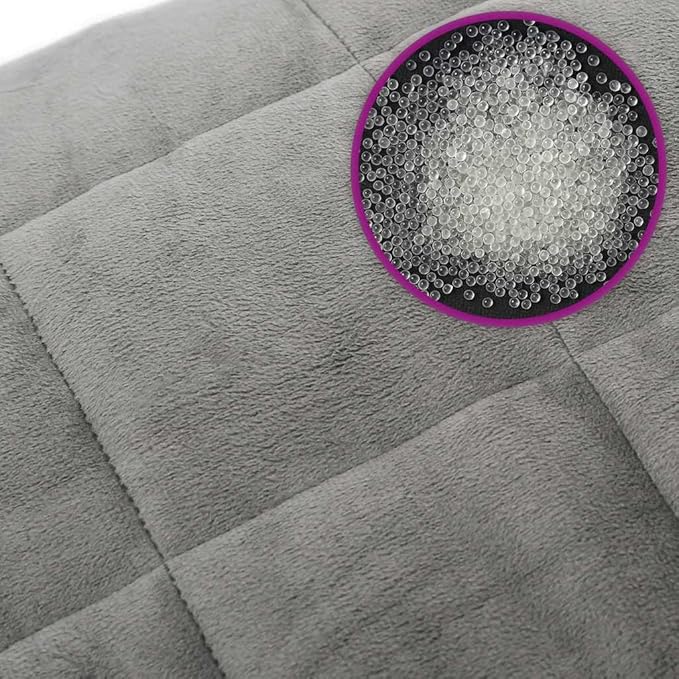 vidaXL Weighted Blanket Large - Gray Fabric Blanket – Comfortable Pressure Interior - Non-Toxic Odorless Glass Beads Filling