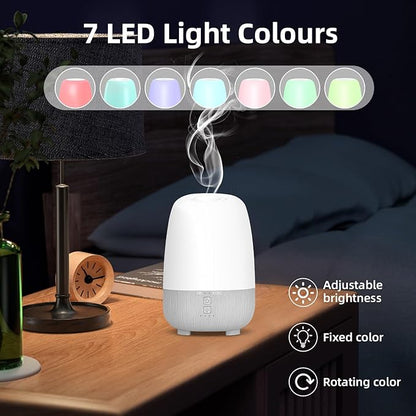 150ML Rechargeable Battery Operated Essential Oil Diffuser, Portable Cordless Aromatherapy Diffuser,7-Hour Runtime with 7 LED Color Changing Lights for Home, Office, Bathroom, Travel