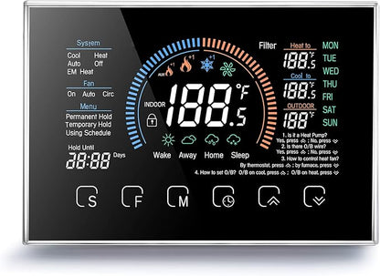 Smart Thermostat, Heat Pump Room Thermostat Temperature Controller 4.8 Inch Color LCD Screen Programmable Touch Control for Home Office Hotel