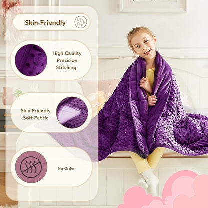 CuteKing Weighted Blanket - 40"x60" 10lbs Minky Dots Heavy Blanket with Glass Beads Soft Breathable for All-Season Summer Fall Winter Thick Comfort for Sleeping