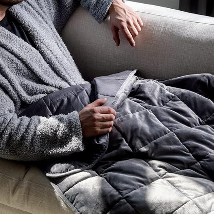 LUXOME Full Size Weighted Blanket | Integrated Cooling & Plush Cover | 15 lbs | 54"x72" |Grey