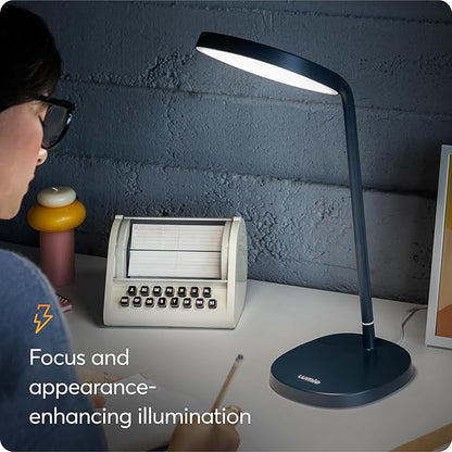Lumie Task - 10,000 Lux Adjustable Bright Light Therapy Desk Lamp for Mood and Energy Boost and Winter Blues Relief, Crystal Clear Illumination and Maximum Visual Comfort - Charcoal Blue