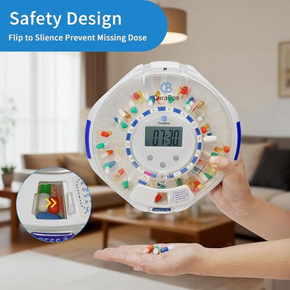 Automatic Pill Dispenser with Bluetooth, 28 Day Medication Organizer Easy-Read LCD Display with Locking Key, Adjustable Sound Alarms for Medication, Vitamins, Supplements