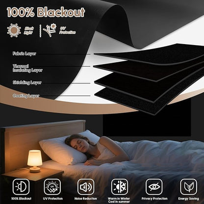 Kincmo No Drill Motorized Blinds with Remote, 100% Blackout Roller Shades for Windows, Custom Electric Blinds Compatible with Alexa, Apple Homekit, Google Home (100% Blackout Waterproof Vinyl Black)