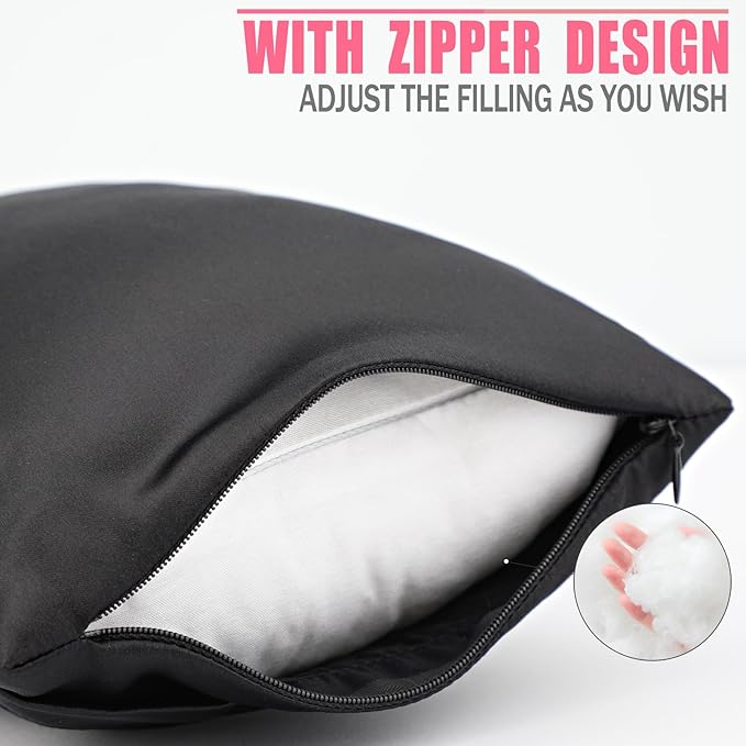 Silky Satin Soft Knee Pillow for Side Sleepers, Pressure Pillows Between Legs 11"x7" Small Knee Pillow Joints Cushion for Sleeping Hip and Back Pain, Black 2 Pcs