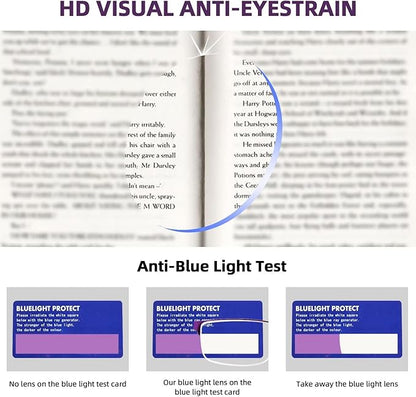 FONHCOO Reading Glasses for Women Men, Blue Light Blocking Reading Glasses Metal Half Frame Computer Readers Anti UV/Glare