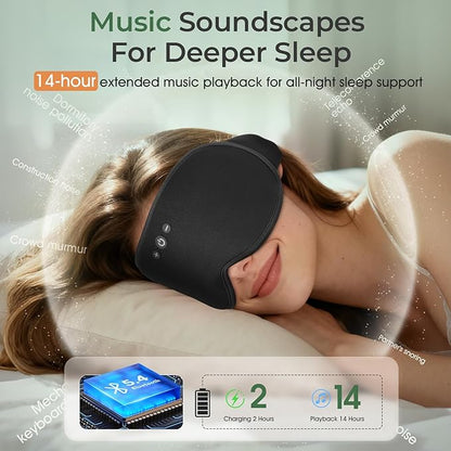 2 in 1 Smart Bluetooth Bamboo Cotton Sleep Mask Headphones, 3D Weighted Compress Cooling Gel Eye Mask 100% Blackout Sleep Mask Zero Eye Pressure|Warm&Cooling mask Hot Cold Therapy Sleep Headphones