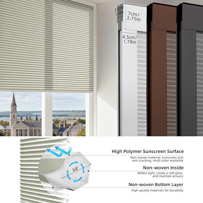 ZSTARR Motorized Skylight Shades Blackout Cellular Honeycomb Electric Blinds with Solar Panel Cordless Rechargeable with Remote for Roof and Slanted Windows Custom Size (LF Printed Olive)
