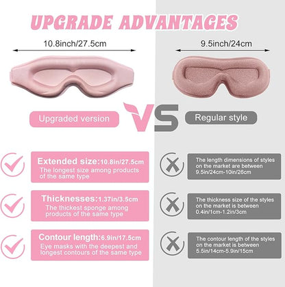 3D Advanced Eye Mask for Sleeping，Ultra Delicate Soft Skin Friendly Eye mask，100% Blackout Sleep Eye Mask for Sleep, Eyelash Extension Sleep mask