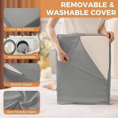 Leg Pillow Elevation Blood Circulation, Leg Elevating Pillows for After Surgery, Sleeping, Memory Foam Wedge Pillow for Legs Swelling, Foot Knee Pillow for Back Pain, 23.6×16.8×8in, Grey