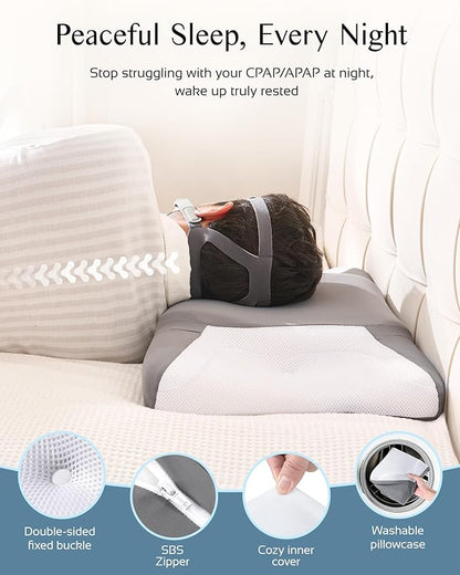 CPAP Pillow for Side Sleeping, HSA/FSA Sleep Apnea Pillow for All CPAP Masks Users to Reduce Air Leaks, Masks Pressure, Memory Foam with Cooling & Breathable Pillowcase for Side Back Sleeper