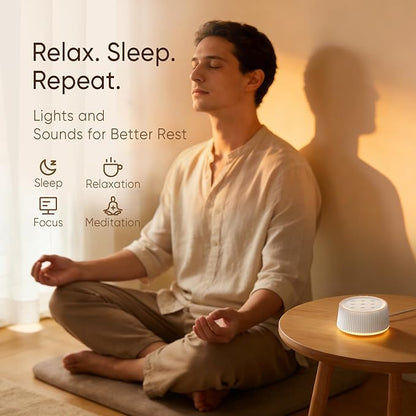 Kipcush White Noise Machine for Sleeping Baby Adults – Sound Machine with 8 Night Light Colors, Tap Control, 6 Timer Settings, Auto-Off & Memory, Portable Sleep Soother for Home & Travel