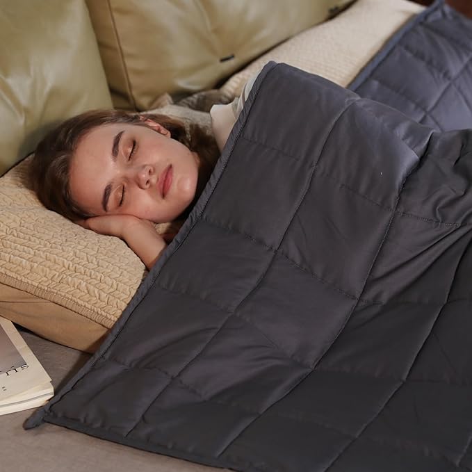 ZonLi Cooling Weighted Blanket (48"x72", 15lbs, Grey) Queen Size Bamboo-Derived Rayon Weighted Blanket for Adults, High Breathability Heavy Blanket, Soft Material with Premium Glass Beads