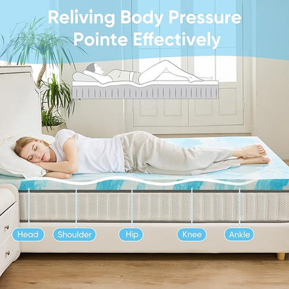 NEWBULIG 4 Inch Twin XL Memory Foam Mattress Topper, Gel Foam Mattress Topper for Pressure Relief, Ventilated Design Bed Topper in a Box, CertiPUR-US Certified