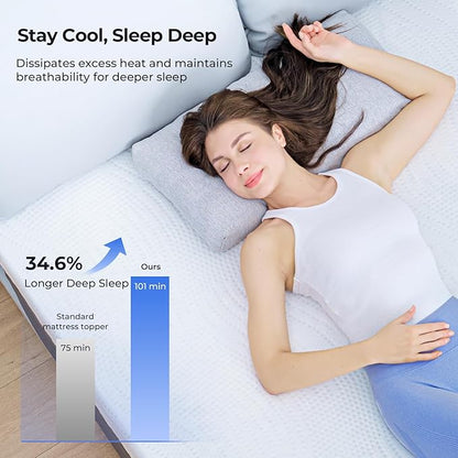 Cooling Mattress Topper Full Size 4 Inch, Cooling Gel & Bamboo Charcoal Memory Foam Mattress Topper for Back Pain Relief, Firm Dual-Layer Foam Bed Pad with Removable Cover
