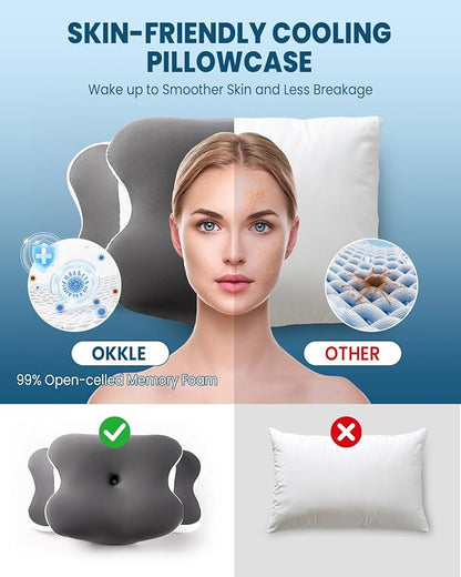 Cooling Pillow for Neck Support, Adjustable Cervical Pillow Cozy Sleeping, Odorless Ergonomic Contour Memory Foam Pillows, Orthopedic Bed Pillow for Side Back Stomach Sleeper