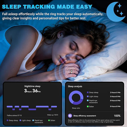Smart Ring for Women, Stylish Fitness Tracker with Heart Rate, SpO2, Sleep Monitoring, Step Monitor, Calorie Counter, IP68 Waterproof (Silver 14)