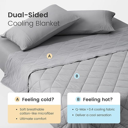 Cozy Bliss Cooling Blanket for Kids Hot Sleepers, Q-Max 0.45 Cooling Comfort, Cold Blankets for Night Sweats Sleeping, Ultra-Cool Lightweight Breathable Blanket for Travel, Glacial Grey 40"x60"